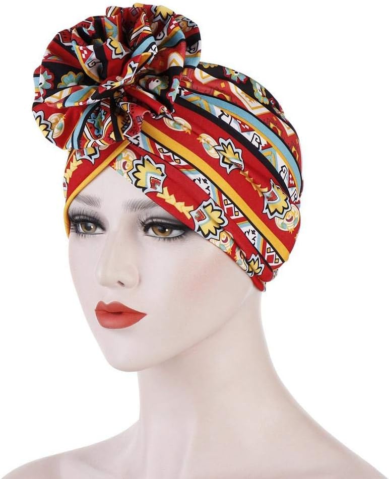 Elastische Turban-Mütze Damen - Blumendruck Seidenimitat | Kopfbedeckung Für Jeden Anlass