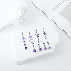 LEE&RO Purple Belly Button Ring 14G Purple Belly