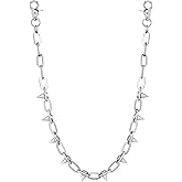 Sacina Goth Punk Silver-tone Spike Pants Chain, Rivet Wallet Belt Chain, Goth Grunge Emo Punk Accessories, Jewelry Gift for Women