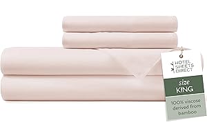 Hotel Sheets Direct Viscose Derived from Bamboo Bed Linen Set with Deep Pocket, 4-Piece Set, Pure Peach Puree, King
