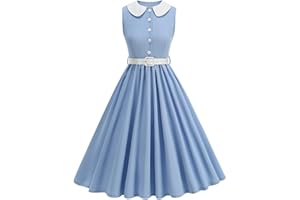 Women 50s Vintage Dresses 1950s Party Dress Retro 50's Style Prom Birthday Gown A Line Rockabilly Swing Dress with Belt