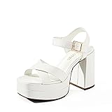 DREAM PAIRS Women's Platform Chunky Heels Square