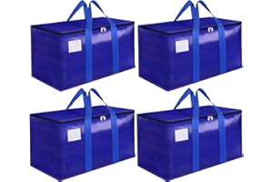 Jiarznh 4-piece set of oversized moving bags with sturdy zippers and handles, suitable for clothing packaging, moving, travel