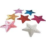 Pack Of 5 5 Star Shaped Sequin Embroidered Appliques Sew Or