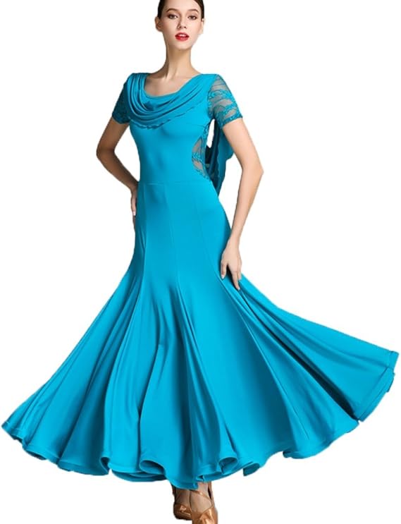 Vestidos de Baile de Salón de Mujeres Manga de Encaje Moderno Vals Práctica Traje de Baile Vestidos de Baile de Salón de Mujeres Manga de Encaje Moderno Vals Práctica Traje de Baile