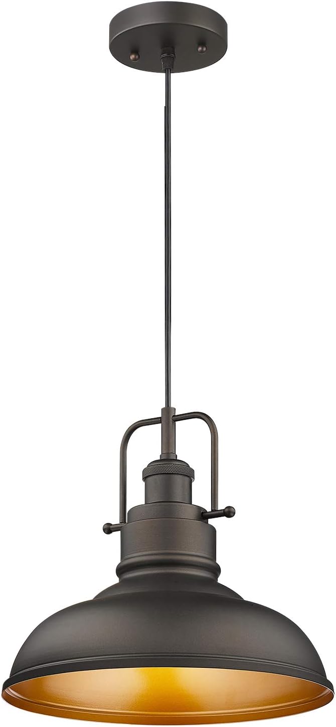 Zeyu Farmhouse Pendant Light, 1-Light Industrial Hanging Light Fixture 11-inch, Oil Rubbed Bronze Finish, 016-1 ORB - - 