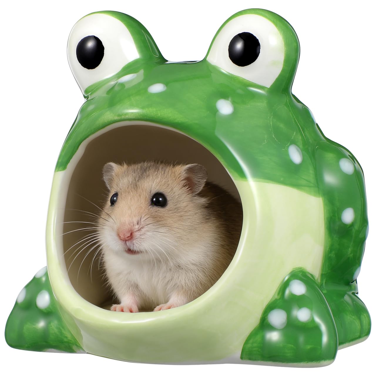 ULTECHNOVO Ceramic Hamster Hideout House Small Animal Cave for Hamsters Gerbils and Mice Pet Enrichment Shelter and Cooling Nest 4.33X4.33X3.94In
