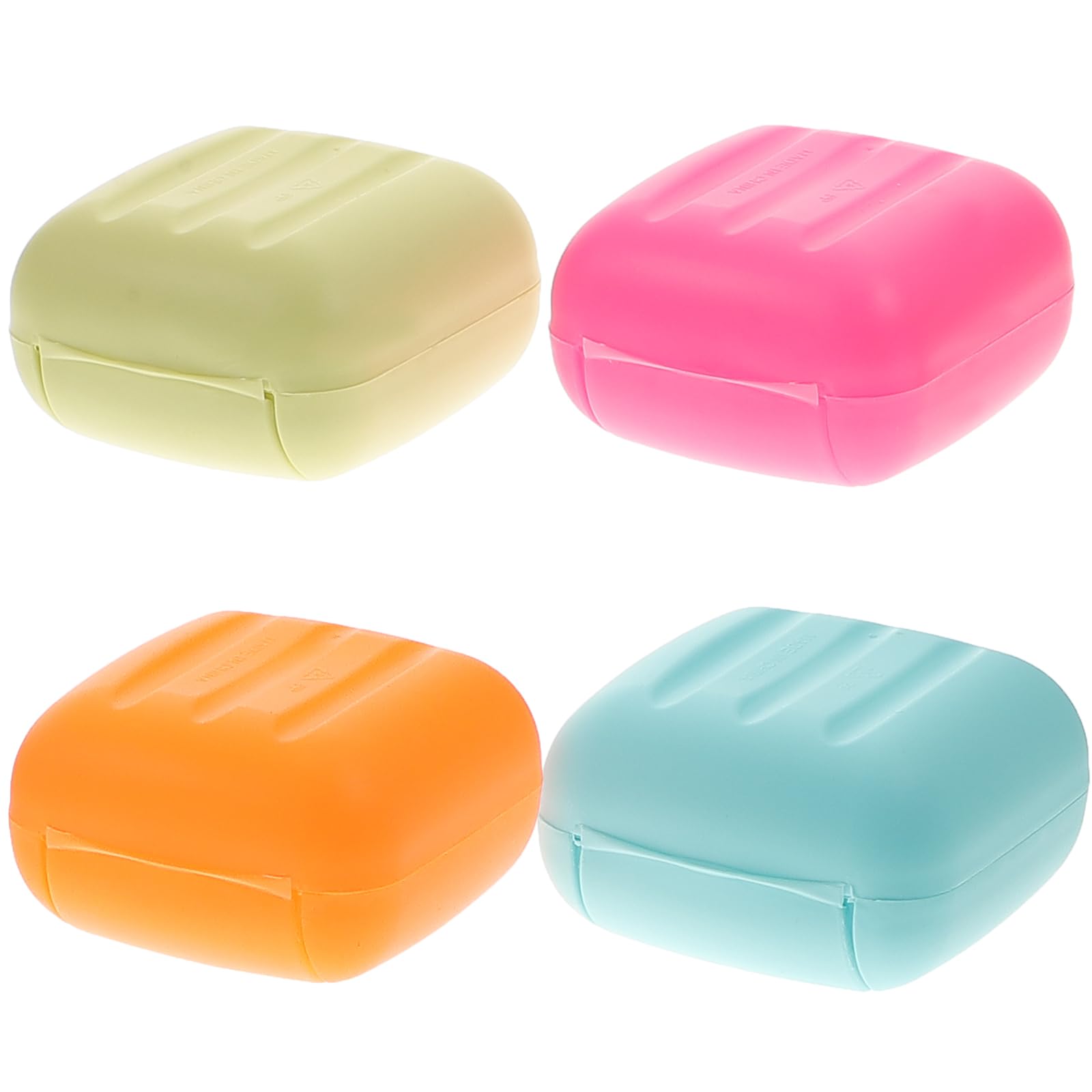 Healifty 4pcs Travel Soap Case Box Small Size Sealed Portable Soap Dish With Lid for Outdoor Hiking Traveling Camping (Blue, Rosy, Orange and Pink)