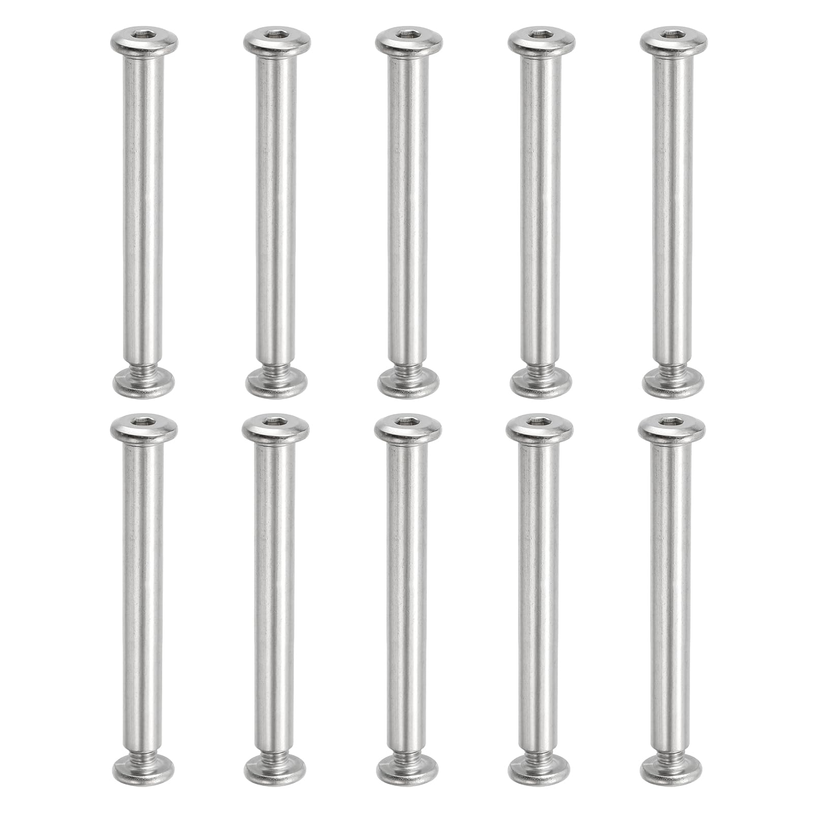 PATIKIL Hex Chicago Screws, 10 Set Binding Screw Posts M6 x 65 mm Connecting Hex Drive Socket Cap Bolt Nuts for Scrapbook Leather Belt Album Photo Furniture Repair, Silver