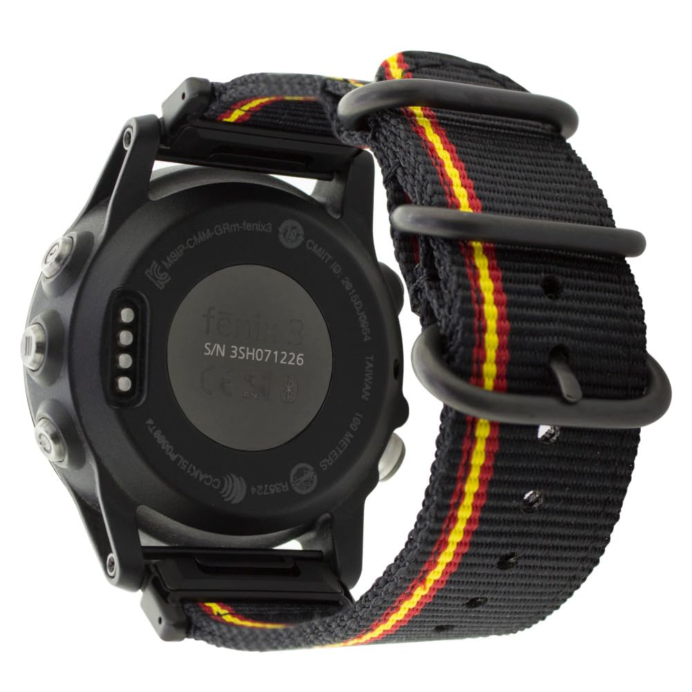 ESTUYOYA Strap Compatible with Garmin Fenix 8-51mm / Fenix 7X Pro/7X/6X Pro/6X/5X//Enduro 3/Instinct 2X Solar/Epix 2 Pro 51mm/D2 Delta PX, 26mm Nylon Spanish Flag QuickFit - Lineblack