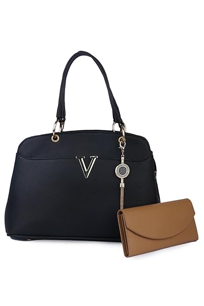 Roseberries Women Shoulder Bags Black Color With Brown Clutch