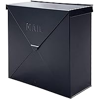 NACH Mailboxes for Outside Wall Mount, 10 x 10 x 4 inch Black Mailbox, Waterproof Mailboxes for Outside - Chicago Style Mail 