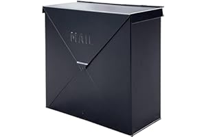 NACH Mailboxes for Outside Wall Mount, 10 x 10 x 4 inch Black Mailbox, Waterproof Mailboxes for Outside - Chicago Style Mail 