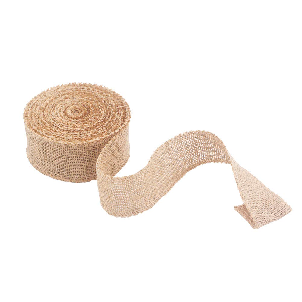 SCF2017 10M Vintage Jute Burlap Ribbon Roll for Gift Wrapping,DIY Craft, Party, Wedding, Home Decoration(Width:5CM)