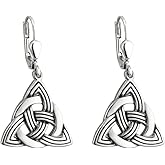 Trinity Knot Earrings Irish Celtic Knot Drop Rhodium Plated Made in Ireland