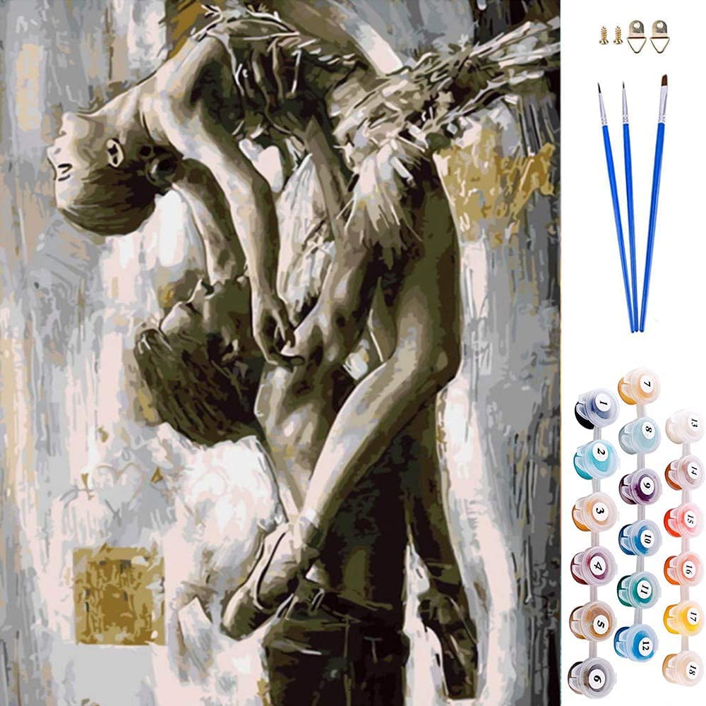 ABEUTY DIY Paint by Numbers for Adults, Dancer Tango Power Beauty 16x20 inches Number Painting Art Therapy (Wooden Framed)