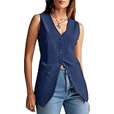 Cicy Bell Womens Button Down Suit Vests Casual Business V Neck Waistcoat Tops Summer Fitted Work Office Sleeveless Blazer