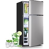 DEMULLER 2.4 Cu.ft Mini Fridge with Double Doors Small Refrigerator with Separate Freezer & 7 Adjustable Temperature Control, Tiny Size & Personal Fridge Ideal for Office Apartment Dorm Black on Fridge.com
