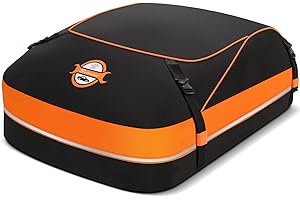 Sailnovo Car Rooftop Cargo Carrier Roof Bag, 15 Cubic Feet Waterproof Rooftop Cargo Carrier Bag, Fit Car with Without Luggage Rack - Cartop Carrier Bag with Tie-Down Strap, Safety Hook