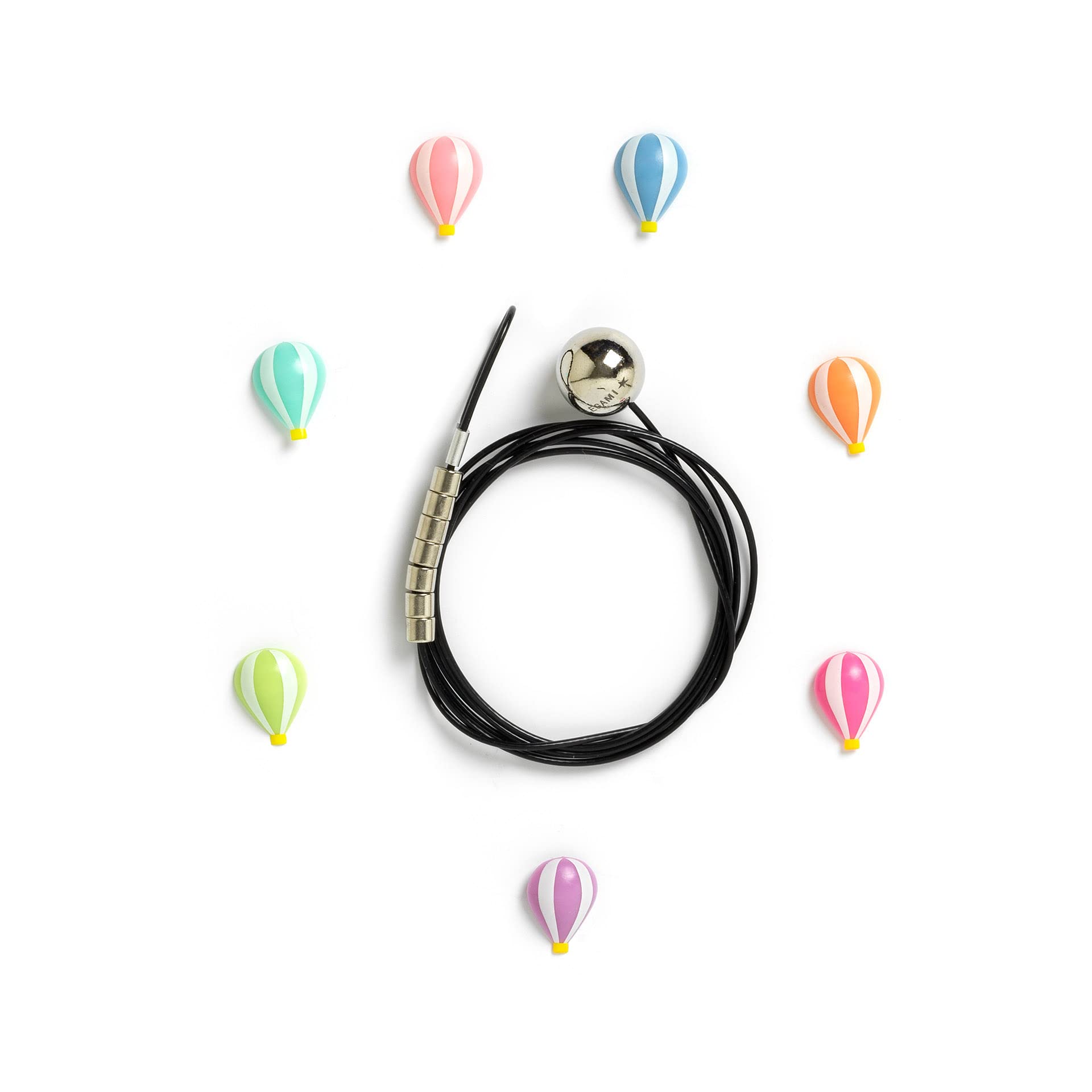 LEGAMI - Magnetic Photo Frame, Magnetic Wire Photo Holder, 120 cm, Air Balloon Theme, 7 Hot Air Balloon Photo Stoppers, for Hanging