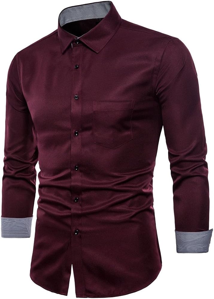 Hot Zlolia Men's Oxford Formal Casual Suits Long Sleeve Slim Fit Tee Dress Shirts Blouse Top: Clothing