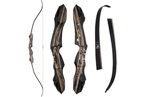 TACHYON ARCHERY Recurve Bow for Adults and Beginners, Archery Bow Takedown Wooden Bow for Hunting and Target Shooting