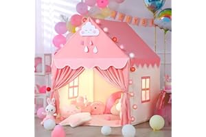 SISTICKER Kids Play Tents for Girls Large Fairy Playhouse for Kids Princess Castle Tent Gift Toys for Girl Toddler Children Play House (Pink) (Pink Tent)