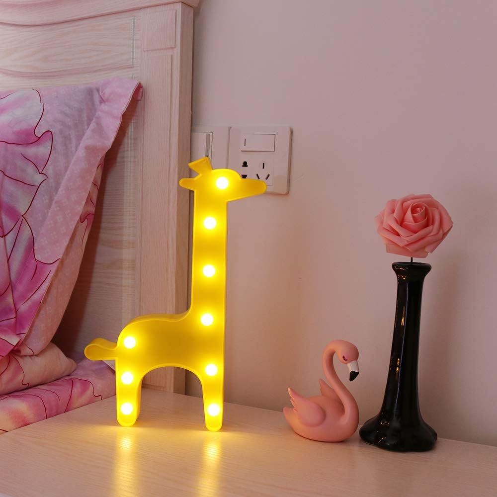 GUOCHENG Cute Giraffe Shaped LED Night Light Warm White Shine Table Night Lamps Bedroom Nursery Home Bedside Indoor Decorations Birthday Gift for Kids Children Girls - Image 3