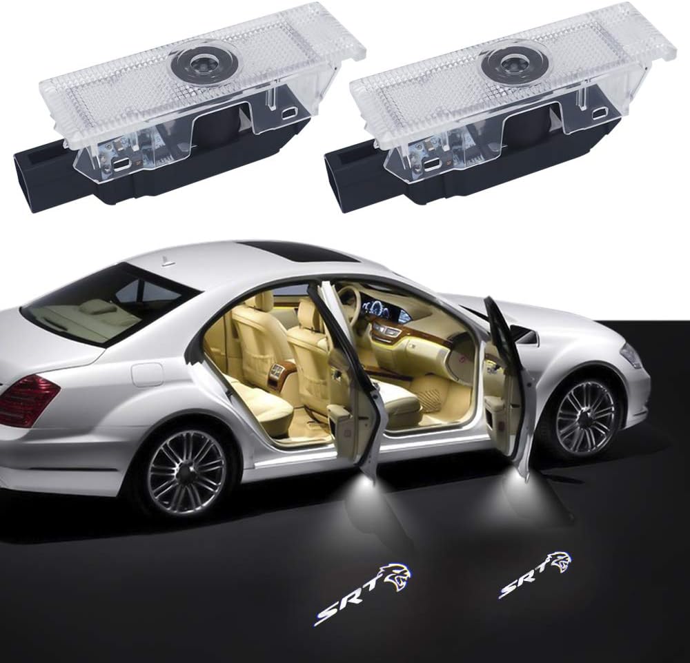 4Pcs Car Door Courtesy LED Light Projector Shadow Logo Welocome Light for Mercedes Benz GLA, Car Door Welcome Logo Light (Dodge Challenger NO4)