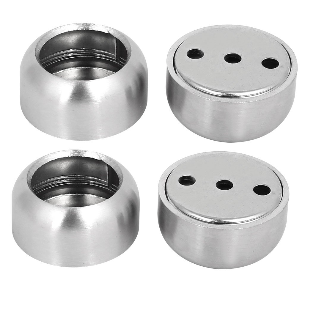 Sourcingmap Wardrobe Cabinet 25mm Dia Round Shaped Stainless Steel Rail Rod End Supports 4pcs