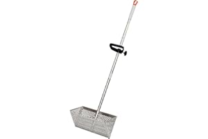 LTSEAME Sand Flea Rake, Detachable Long Handle Sand Sifter for The Beach, The Shark Tooth Screen Comes with a 16in Wide Drain Screen with a 51in Handle