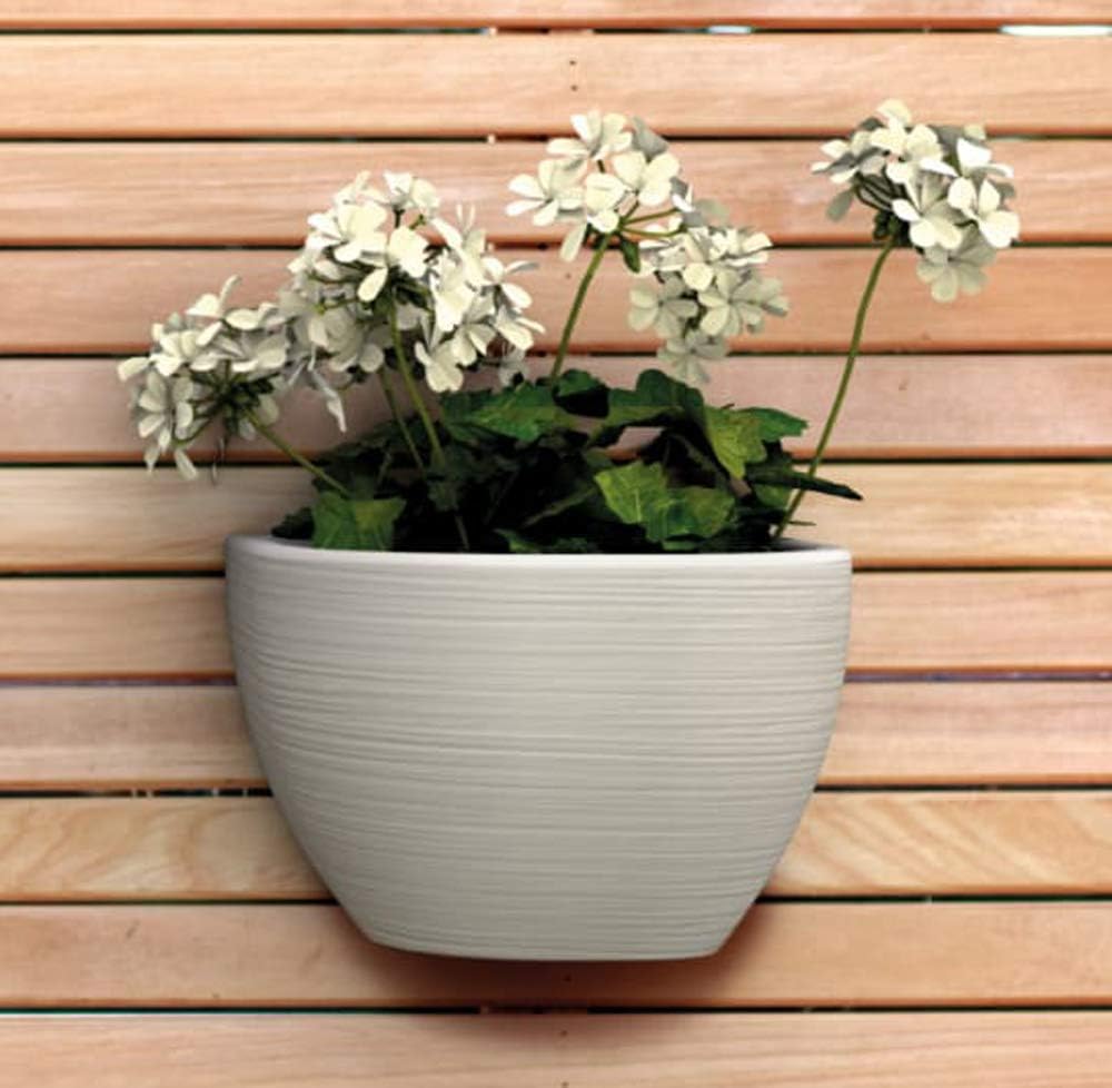 Wall Decor Planter. Hanging Pot Flower Garden Plant Basket for Home Indoor and Outdoor Grow Vase. 8,27 x 6,69 inch. (Beige Stone Effect)