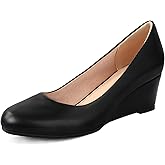 Ankis Black Nude Silver Gold Wedges for Women, Low Heel Women's Wedge Comfortable Closed Toe Women Pumps Dress Shoes -2Inch