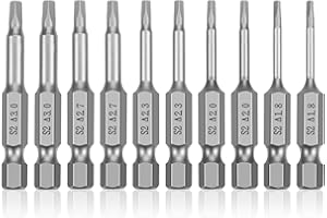 NAUIX Triangle Drill Bit Set (10pcs- 2" Long S2 Steel Magnetic Heads) 1/4 Inch Hex Shank Triangle Screwdriver Bits Sizes 1.8mm, 2mm, 2.3mm, 2.7mm, 3mm (2 of Each Size)