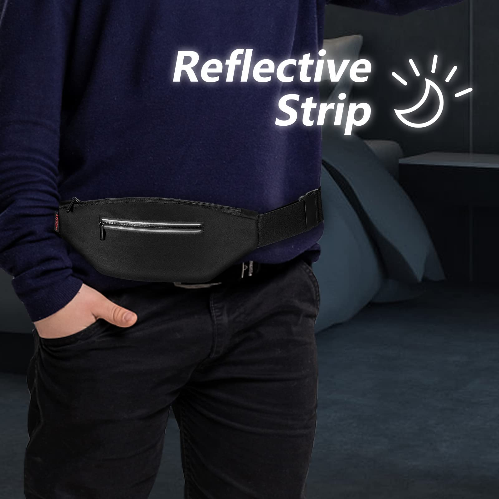 Diabetic Running Belt with Adjustable Waist, Insulin Pump Belt Holder Organizer Waist Pouch, Epipen Medical Fanny Pack Bag (Black)