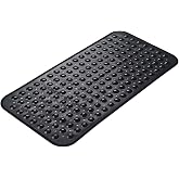 AmazerBath Bath Tub Mat, Medium Size 27.6 x 15 Inches Non-Slip Shower Mats with Suction Cups and Drain Holes, Bathtub Mats Bathroom Mats Machine Washable (Black)