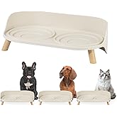 Raised Dog Feeder Bowl Stand - Elevated Dining Table for Small and Medium Dogs and Cats - Fits Food and Water Dish up to 6" Diameter - Milky White (Bowls Not Included)