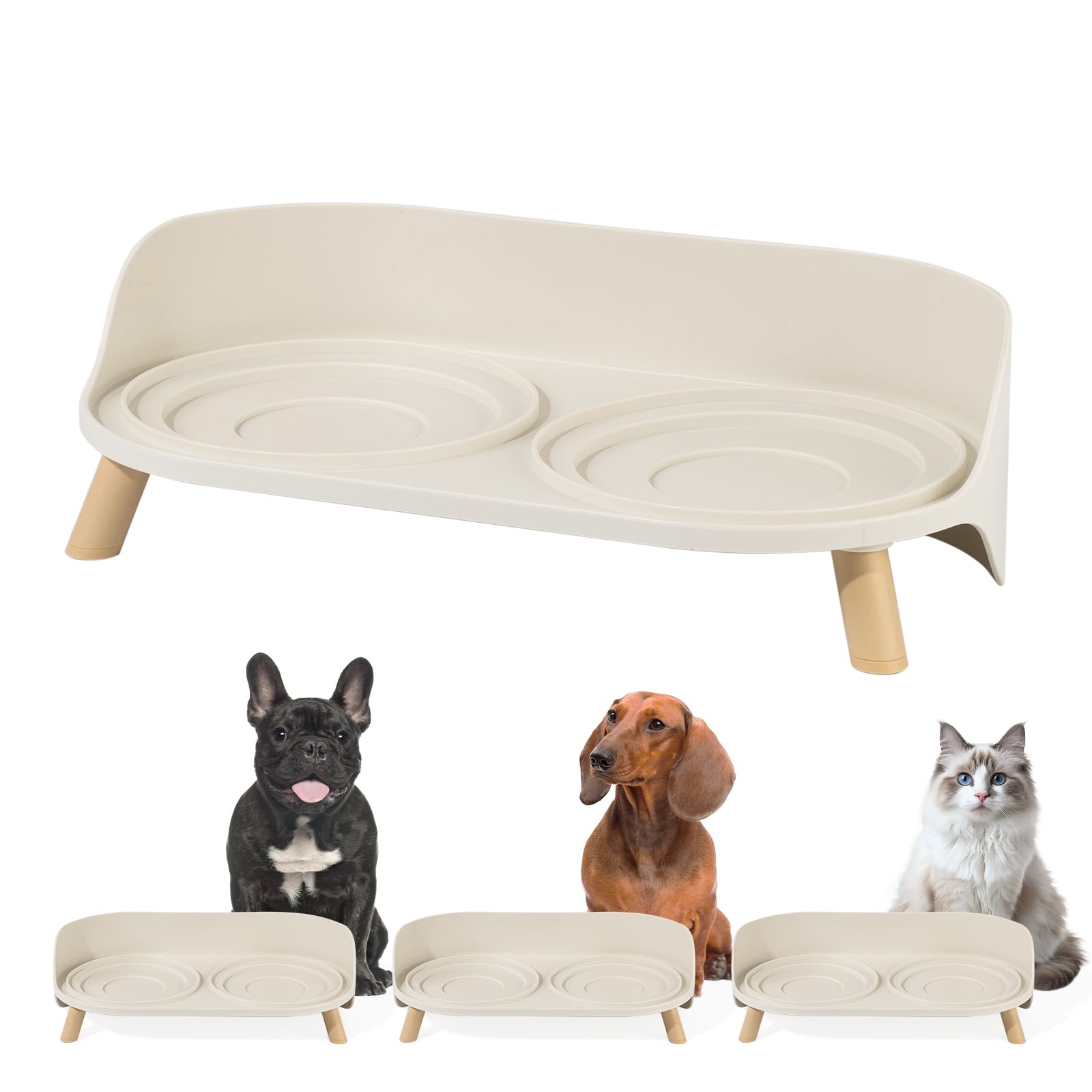Photo 1 of Raised Dog Feeder Bowl Stand - Elevated Dining Table for Small and Medium Dogs and Cats - Fits Food and Water Dish up to 6" Diameter - Milky White (Bowls Not Included)