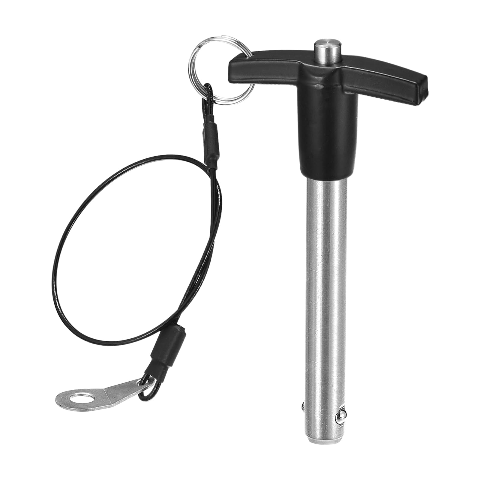 DTGN 12mmx80mm(DxL) T Handle Quick Release Pin - Good for Quickly Connecting and Hooking Up Components - 304 Stainless Steel Ball Locking Pin with Push Button - Black/Silver