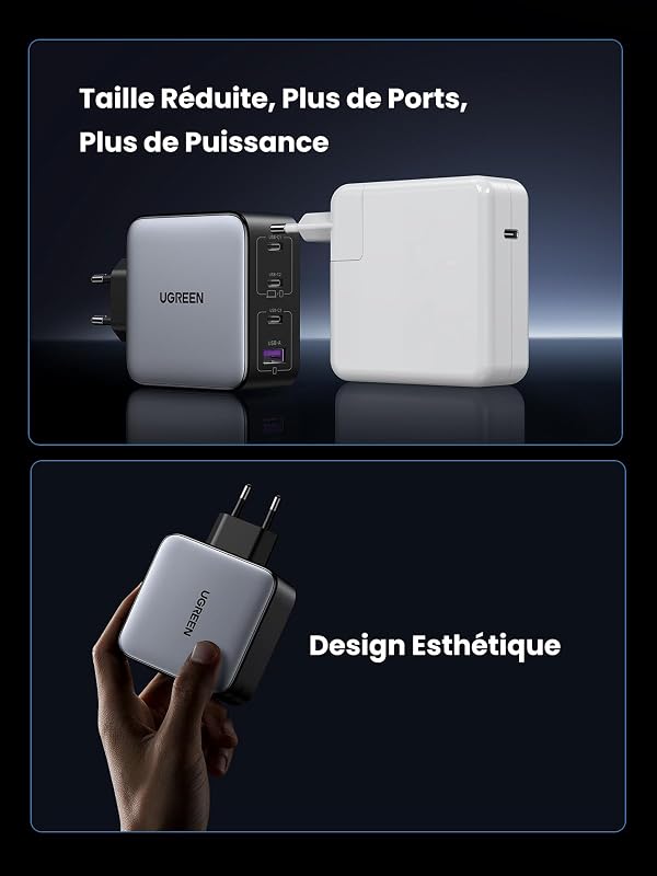 Nexode 100W Chargeur USB C Rapide 4 Ports GaN Tech Prise USB C
