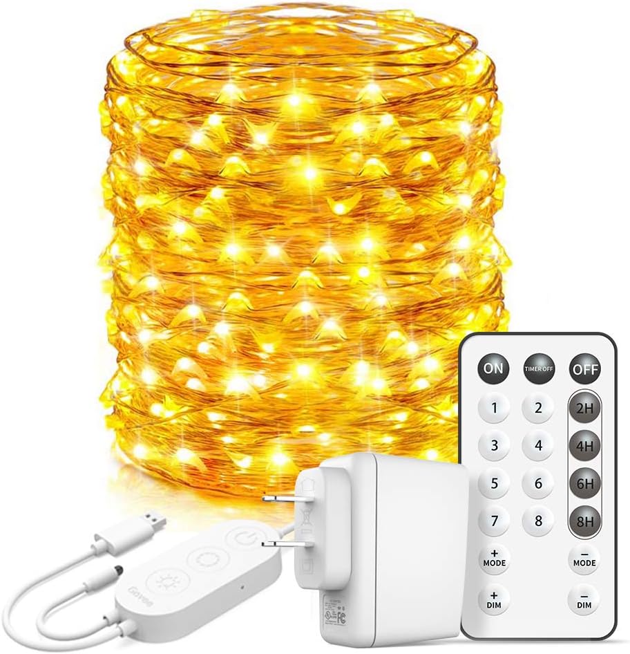 Govee Led Fairy Lights Bedroom, 66 Feet Fairy Lights Plug in, 200 LEDs Remote Control Fairy Lights with 8 Scence Modes 4 Timing Options USB Fairy Lights for Indoor Outdoor Decoration Warm White : Garden & Outdoor