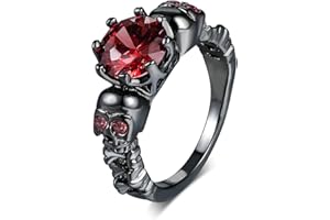 QOBEBOTA Gothic Jewelry Skull Black Rings for Women Halloween Goth Accessories Cool Grunge Ghost Band Statement Rings for Women,Size 5-10