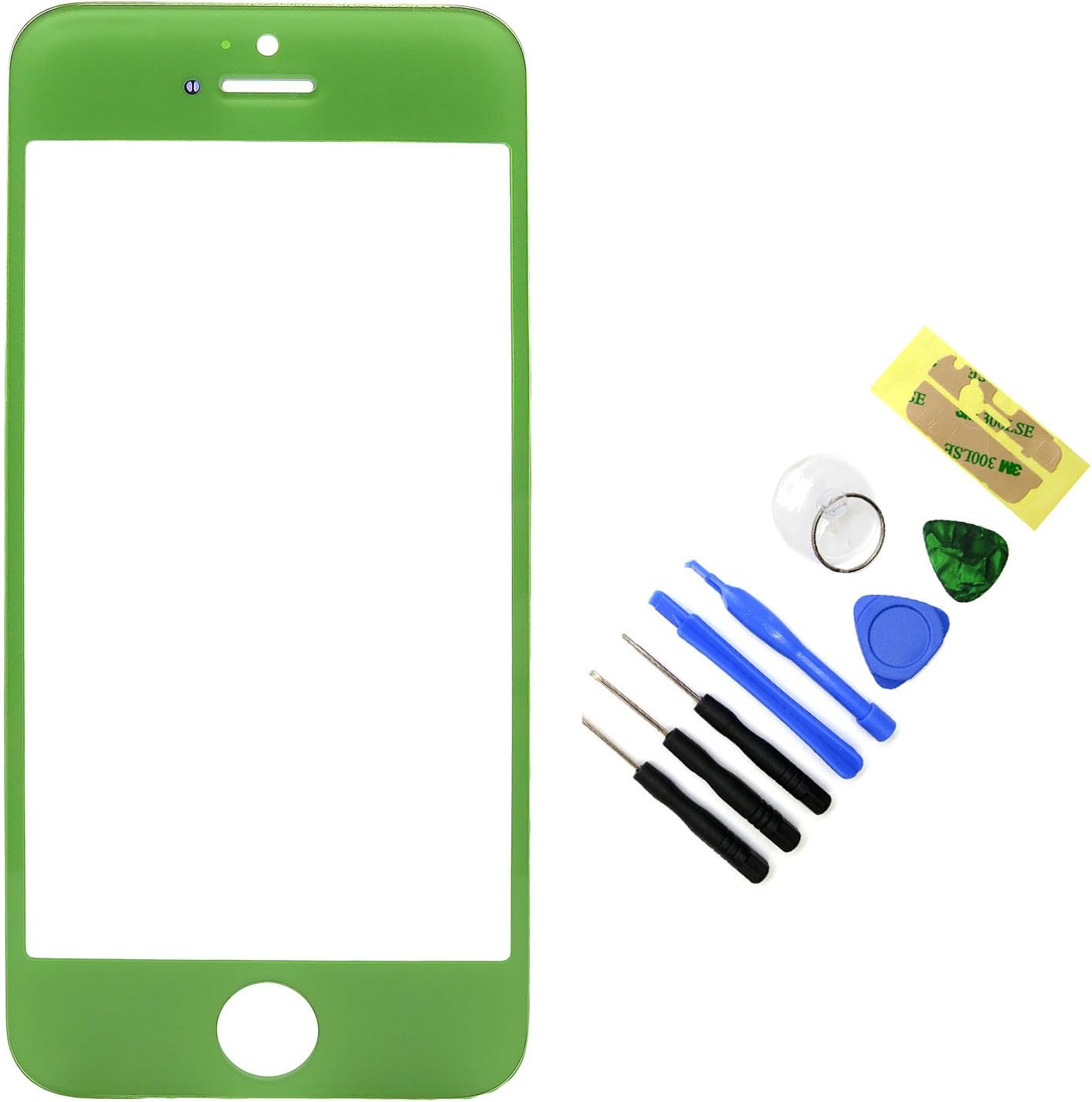 New Replacement Outer Front Glass Lens Screen for iPhone 5 5s Green +Tool Kit - NOT LCD OUTER GLASS ONLY