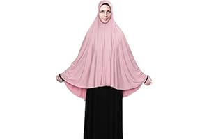 LENMIPOT Women's High Stretch Hijab Muslim Khimar Long Milk Silk Hijab Classic Purity Color Instant Scarf