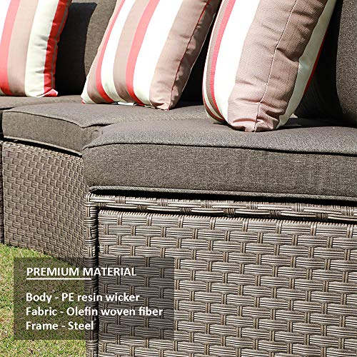 SUNSITT 5Piece Half Moon Outdoor Sectional Sofa Set with Cover, Patio