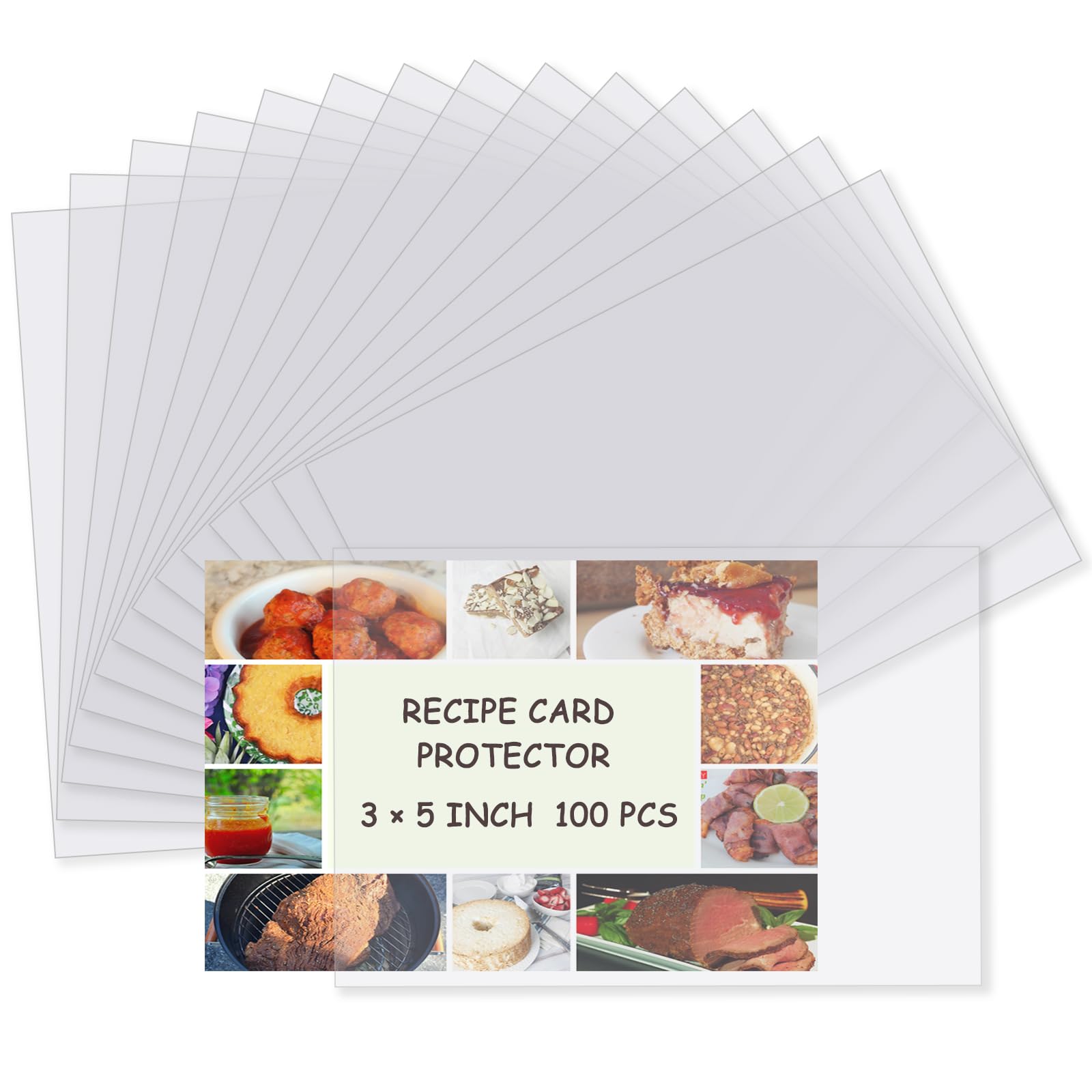 Photo 1 of Recipe Card Protectors, Recipe Card Covers Index Card Sleeves Protect Recipes Kitchen Plastic Cookbook Sheet Protectors Cookbook Page Sleeve - 100 Count 3×5 Inch