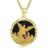 AXELUNA St Michael Necklace Sterling Silver Archangel Michael Saint Pendant Religions Jewelry Gift for Men Women