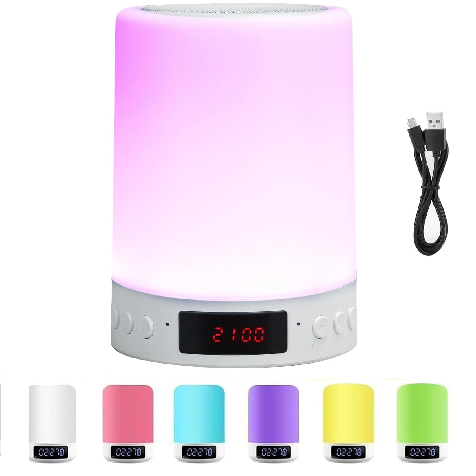 Yuehuamech LED Bedside Lamp Touch Sensor LED Night Light with Bluetooth Speaker Dimmable Table Lamps RGB Colour Changing Lights for Bedroom Living Room Office Bar Camping