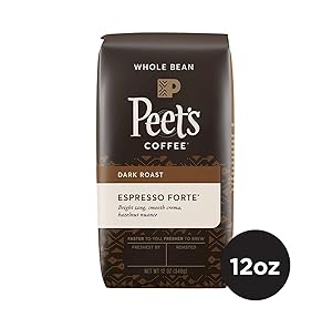 Peet's Coffee Espresso Forte Dark Roast Whole Bean Coffee, 12 Ounce Bag