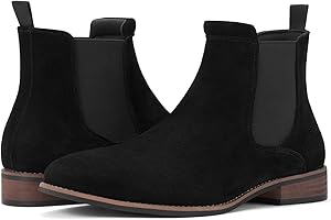 Rollda Mens Chelsea Boots, Suede Casual Ankle Boots, Dress Boots Elastic Slip on Boots for Men